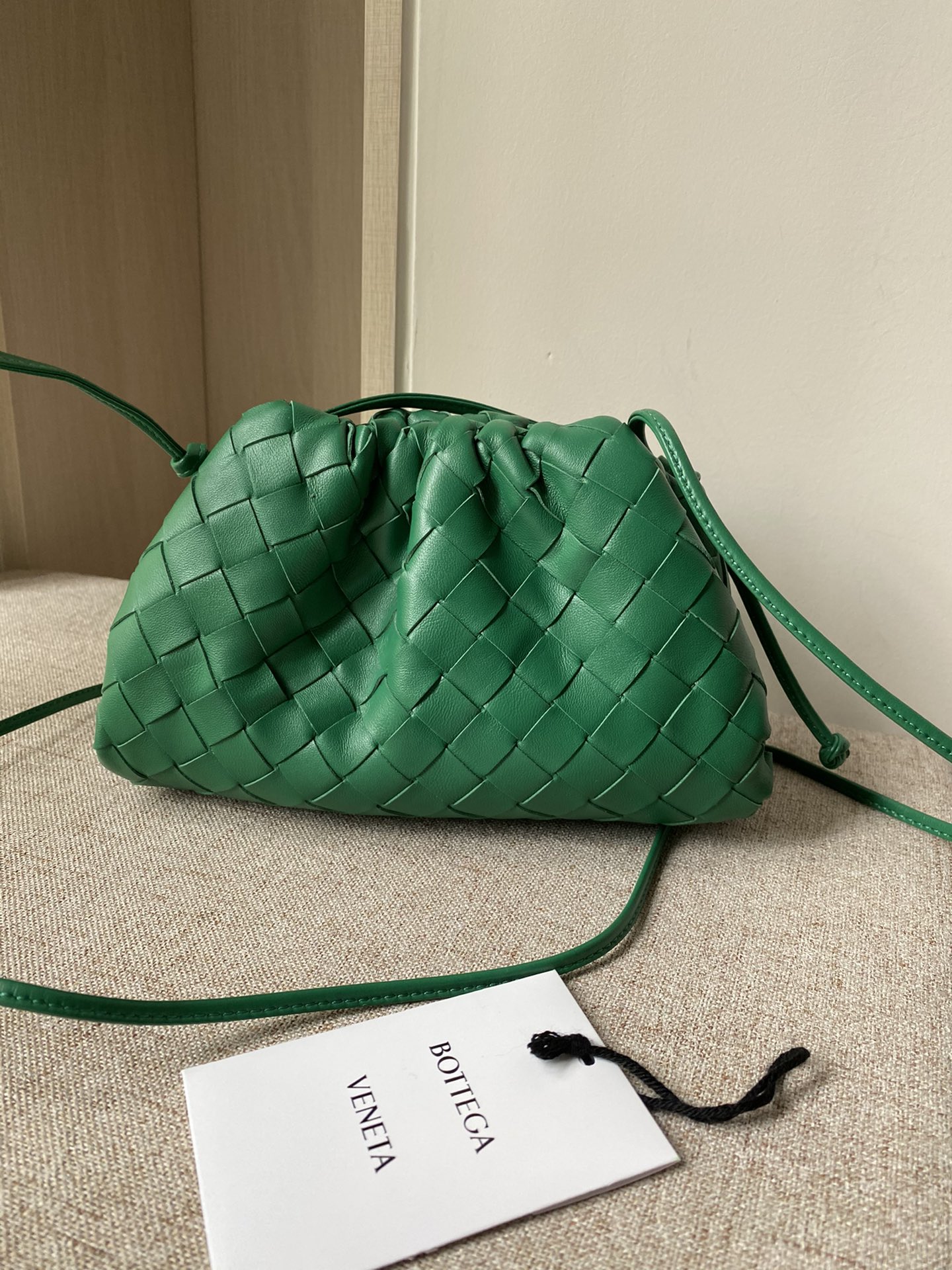 Mini Pouch Intrecciato Leather Clutch Dark Green